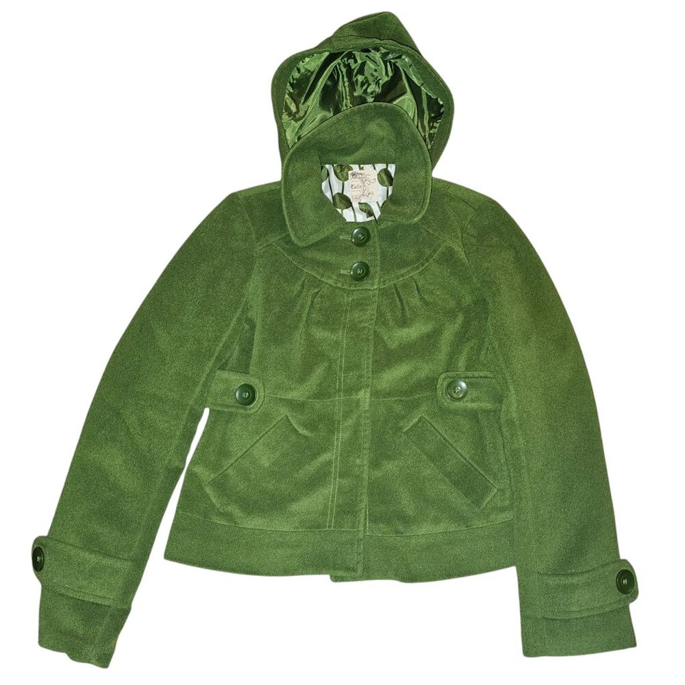 Anthropologie Tulle Green Hooded Coat Womens M - Picture 10 of 14